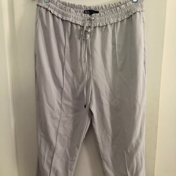 Zara Grey Pull On Pants w/Drawstring Tie - Size L - Picture 1 of 3